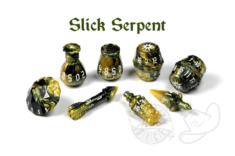 PolyHero Rogue 8 Dice roleplaying Set slick serpent