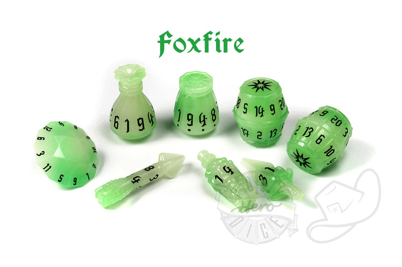 PolyHero Rogue 8 Dice roleplaying Set foxfire