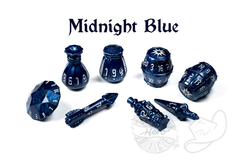 PolyHero Rogue 8 Dice roleplaying Set midnight blue