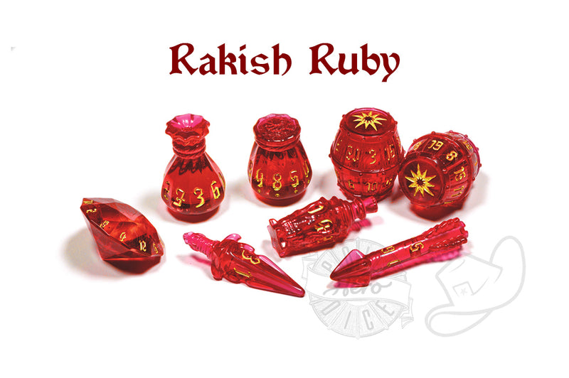 PolyHero Rogue 8 Dice roleplaying Set rakish ruby